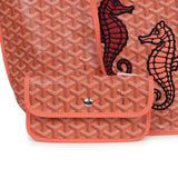 Goyard Goyardine Coral Anjou PM Embroidered Seahorse Bag Palladium Hardware