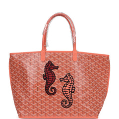 Goyard Goyardine Coral Anjou PM Embroidered Seahorse Bag Palladium Hardware