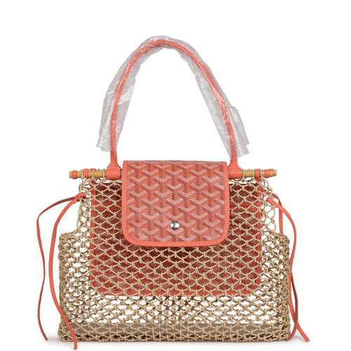 Goyard Aligre Bag Raffia Net with Coral Coated Canvas and Decize Taurillon Leather