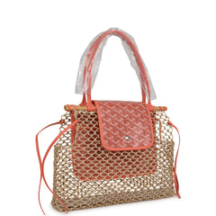 Goyard Aligre Bag Raffia Net with Coral Coated Canvas and Decize Taurillon Leather