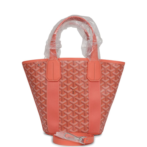 Goyard Goyardine Belharra PM Coral Tote Palladium Hardware