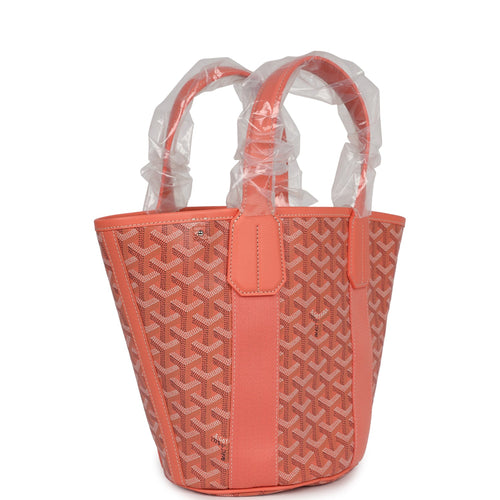 Goyard Goyardine Belharra PM Coral Tote Palladium Hardware