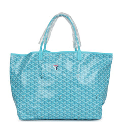 Goyard Goyardine Turquoise Saint Louis GM Tote Bag & Balise Towel Palladium Hardware