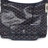 Goyard Goyardine Navy Boheme Hobo Bag Palladium Hardware