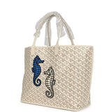 Goyard Goyardine Sand Anjou PM Embroidered Seahorse Bag Palladium Hardware