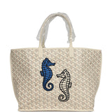 Goyard Goyardine Sand Anjou PM Embroidered Seahorse Bag Palladium Hardware