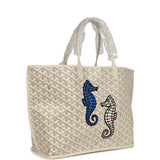 Goyard Goyardine Sand Anjou PM Embroidered Seahorse Bag Palladium Hardware