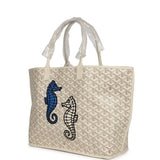 Goyard Goyardine Sand Anjou PM Embroidered Seahorse Bag Palladium Hardware