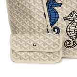 Goyard Goyardine Sand Anjou PM Embroidered Seahorse Bag Palladium Hardware