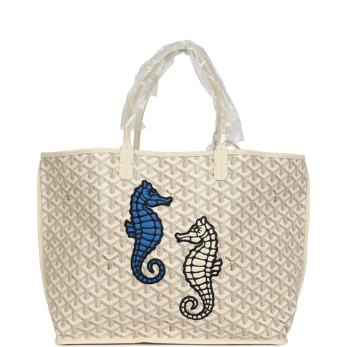Goyard Goyardine Sand Anjou PM Embroidered Seahorse Bag Palladium Hardware