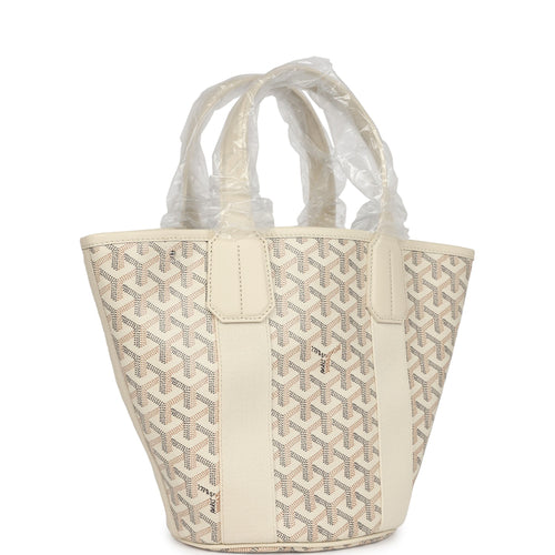 Goyard Goyardine Sand Belharra PM Tote Palladium Hardware