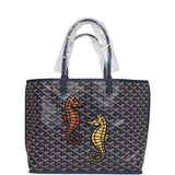 Goyard Goyardine Navy Blue Anjou PM Embroidered Seahorse Bag Palladium Hardware