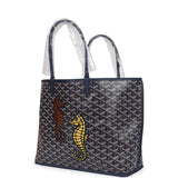 Goyard Goyardine Navy Blue Anjou PM Embroidered Seahorse Bag Palladium Hardware