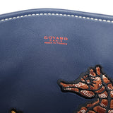 Goyard Goyardine Navy Blue Anjou PM Embroidered Seahorse Bag Palladium Hardware