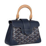 Goyard Saigon Souple Mini Bag Navy Blue Goyardine Palladium Hardware