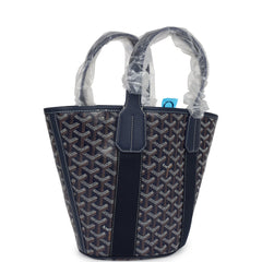 Goyard Goyardine Belharra PM Navy Blue Tote Palladium Hardware