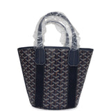 Goyard Goyardine Belharra PM Navy Blue Tote Palladium Hardware - Thumbnail View 12