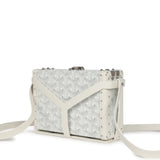 Goyard Goyardine Canvas White Minaudière Trunk Bag Palladium Hardware