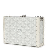 Goyard Goyardine Canvas White Minaudière Trunk Bag Palladium Hardware