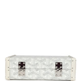 Goyard Goyardine Canvas White Minaudière Trunk Bag Palladium Hardware