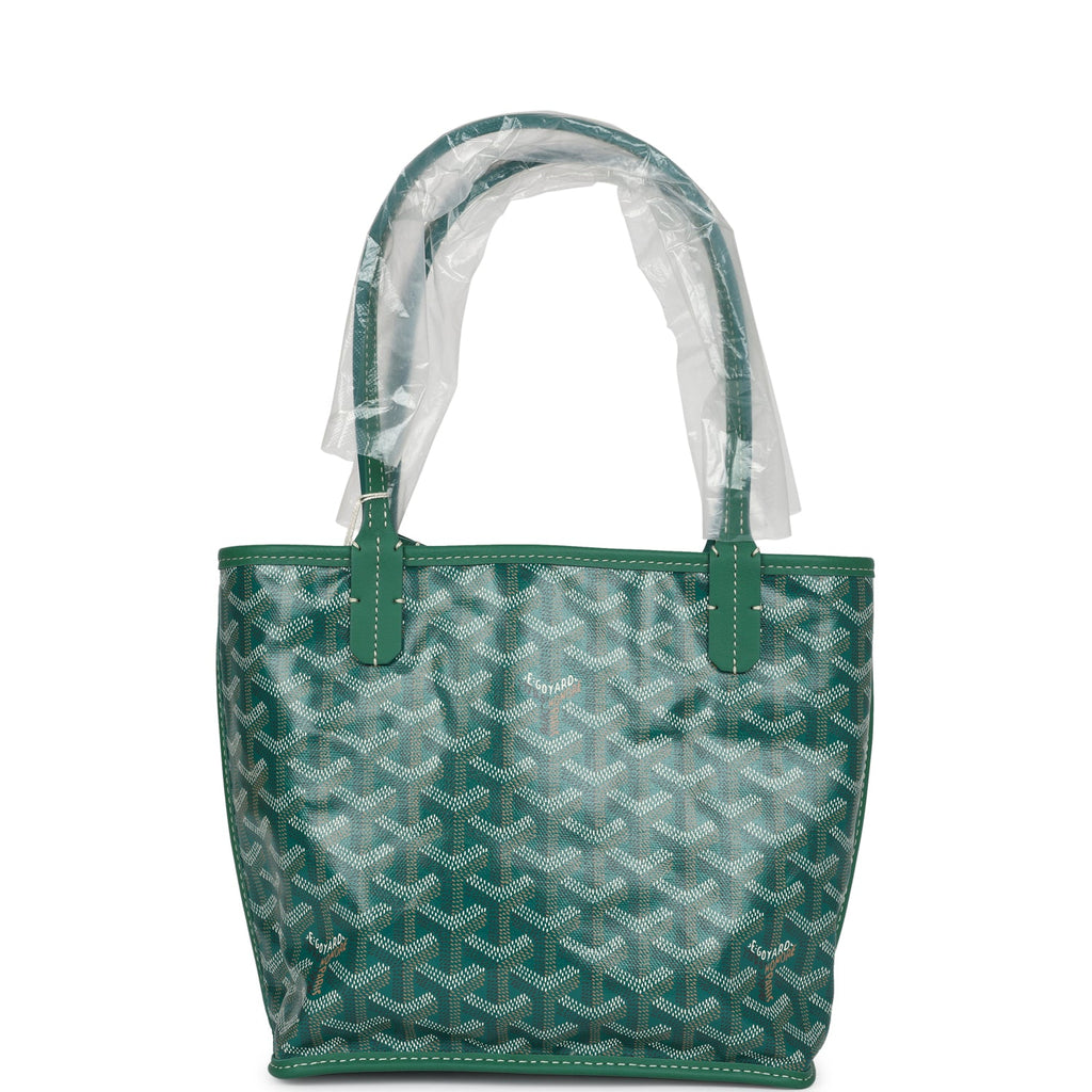 Goyard Goyardine Anjou Green Mini Bag Palladium Hardware Green New and Never Worn Canvas