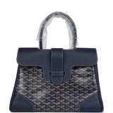 Goyard Saigon Tote Navy Blue Goyardine Canvas Palladium Hardware