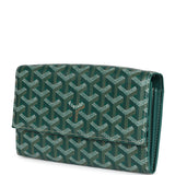 Goyard Goyardine Canvas Green Varenne Continental Wallet Bag Palladium Hardware