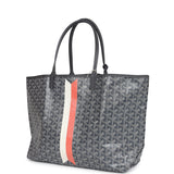 Goyard Goyardine Canvas Grey Hand Painted Stripes Saint Louis PM Tote Palladium Hardware