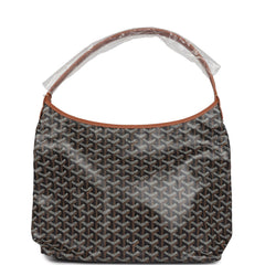 Goyard Goyardine Black and Brown Boheme Hobo Bag Palladium Hardware