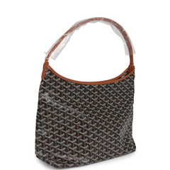 Goyard Goyardine Black and Brown Boheme Hobo Bag Palladium Hardware
