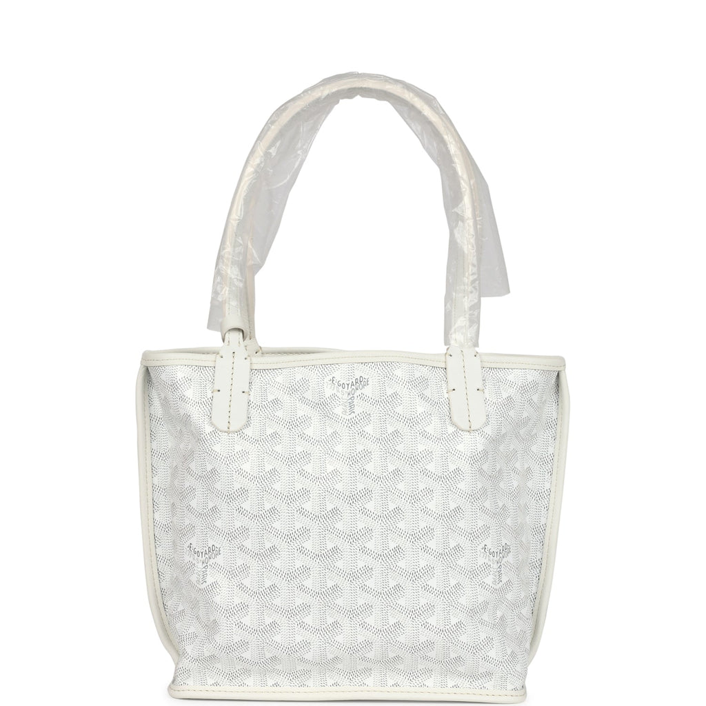 Goyard Goyardine Anjou White Mini Bag Palladium Hardware Black