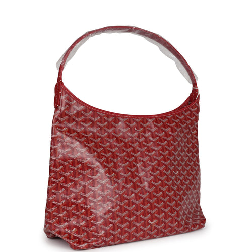 Goyard Goyardine Red Boheme Hobo Bag Palladium Hardware