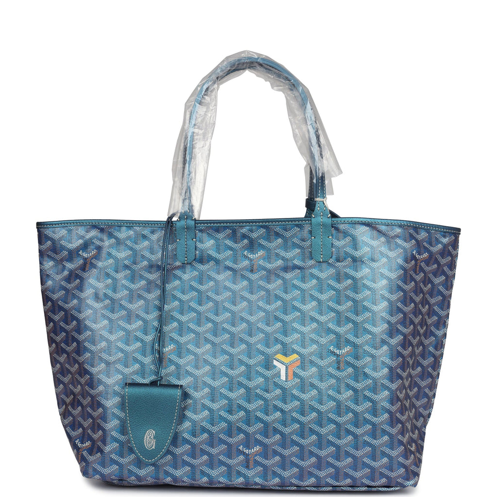 Goyard Goyardine Pearly Blue Saint Louis PM Tote Bag Palladium