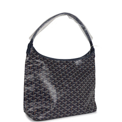 Goyard Goyardine Navy Blue Boheme Hobo Bag Palladium Hardware