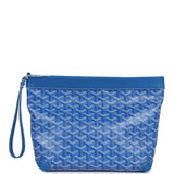 Goyard Goyardine Canvas Sky Blue Conti Pouch Palladium Hardware