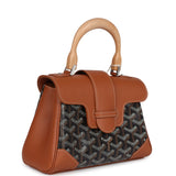 Goyard Saigon Souple Mini Bag Black and Brown Goyardine Canvas Palladium Hardware