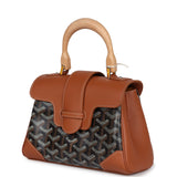 Goyard Saigon Souple Mini Bag Black and Brown Goyardine Canvas Palladium Hardware