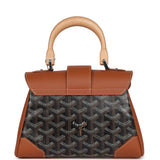 Goyard Saigon Souple Mini Bag Black and Brown Goyardine Canvas Palladium Hardware