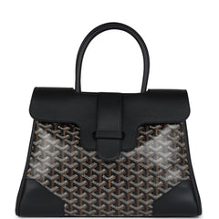 Goyard Saigon Tote Black Goyardine Canvas Palladium Hardware