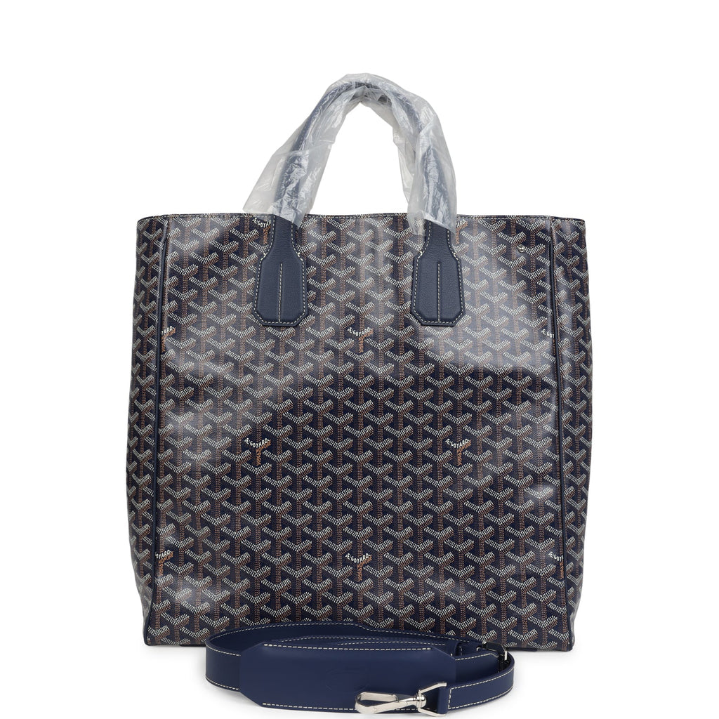 Goyard Goyardine Navy Blue Voltaire Tote Bag Palladium Hardware