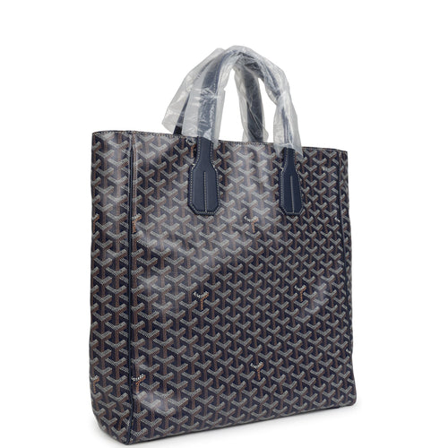 Goyard Goyardine Navy Blue Voltaire Tote Bag Palladium Hardware