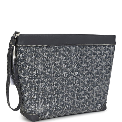 Goyard Goyardine Canvas Grey Conti Pouch Palladium Hardware