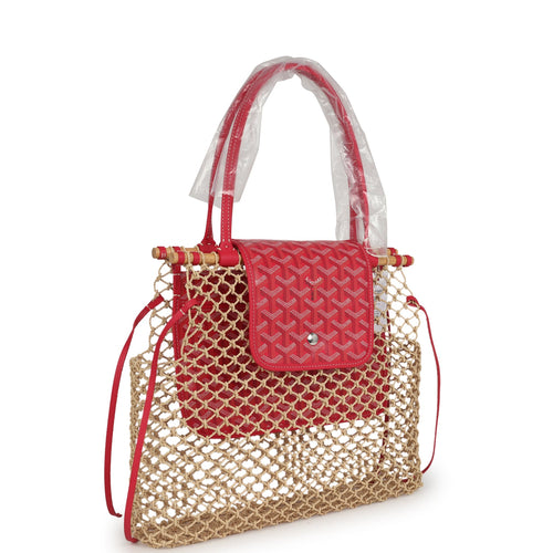 Goyard Goyardine Canvas Fuchsia Aligre Bag Raffia Net Palladium Hardware