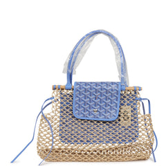 Goyard Goyardine Canvas Iris Aligre Bag Raffia Net Palladium Hardware