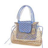 Goyard Goyardine Canvas Iris Aligre Bag Raffia Net Palladium Hardware - Thumbnail View 3