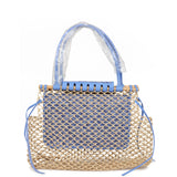 Goyard Goyardine Canvas Iris Aligre Bag Raffia Net Palladium Hardware - Thumbnail View 5