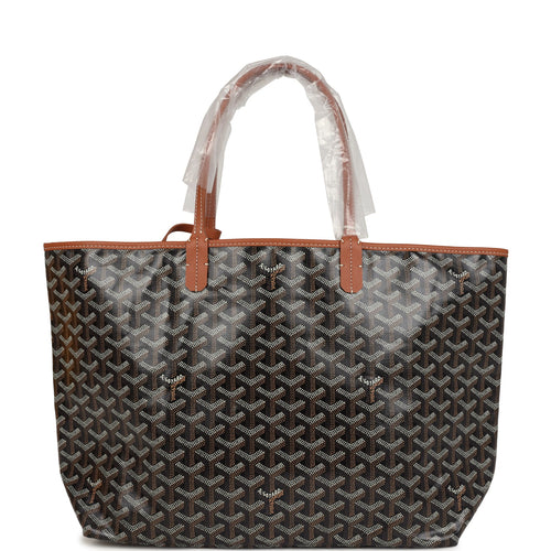 Goyard Goyardine Black and Brown St. Louis PM Tote Bag Palladium Hardware