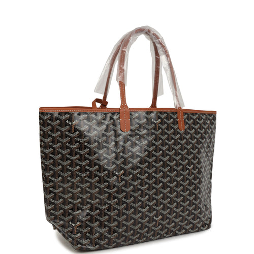 Goyard Goyardine Black and Brown St. Louis PM Tote Bag Palladium Hardware