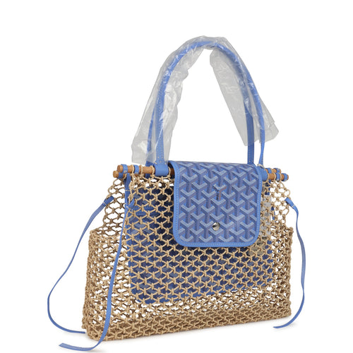Goyard Goyardine Canvas Iris Aligre Bag Raffia Net Palladium Hardware