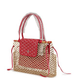 Goyard Goyardine Canvas Fuchsia Aligre Bag Raffia Net Palladium Hardware - Thumbnail View 3